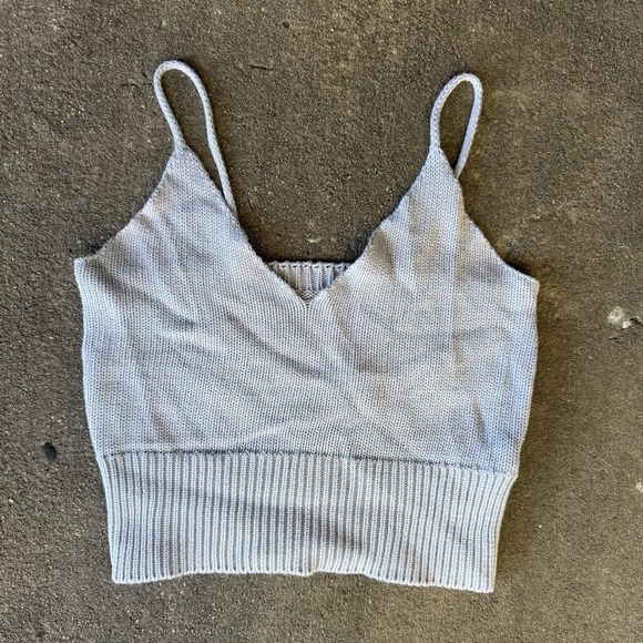 Tops - Light‎ Blue Unbranded Knit Tank Top